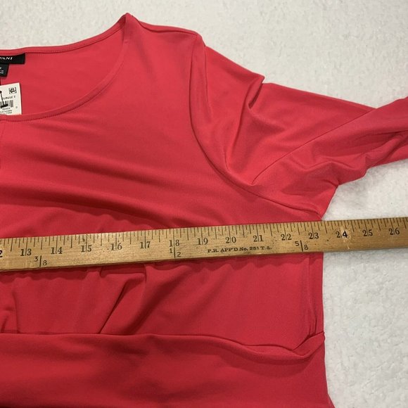 NWT Alfani Women's 2X Flamenco Pink 3/4 Sleeve Waist Twist Stretch Blouse $65 - Picture 4 of 8